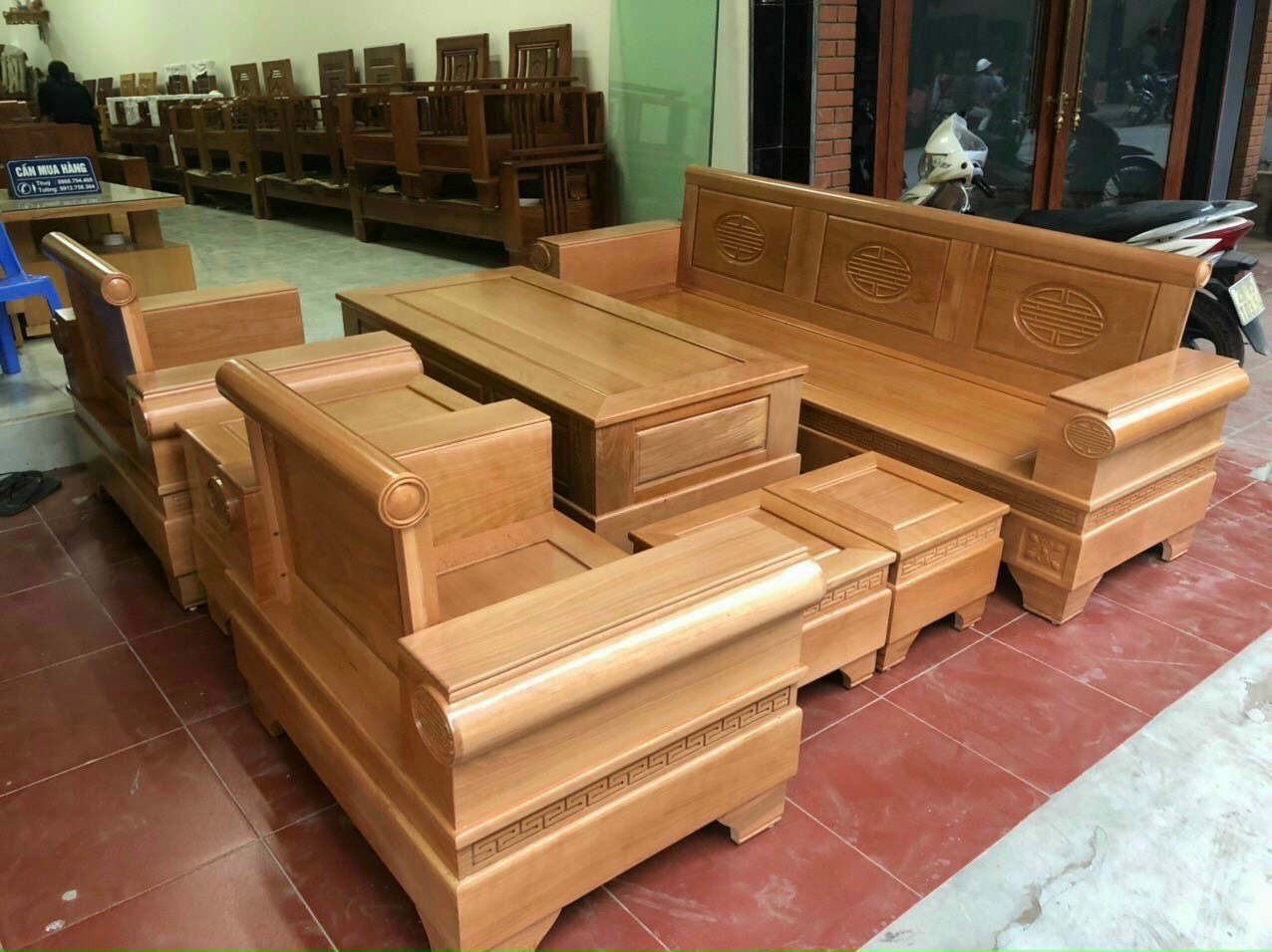 Bộ sofa gỗ phòng khách 7 món